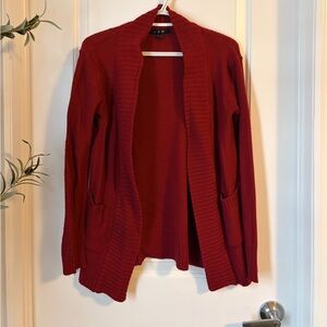 Women's Red Open Front Cardigan Sweater